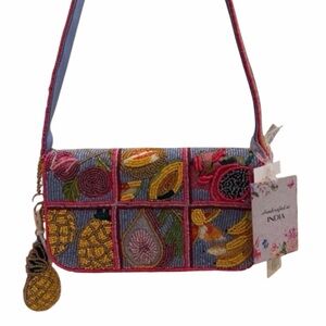 Multicolor Fruit Beaded Shoulder Bag